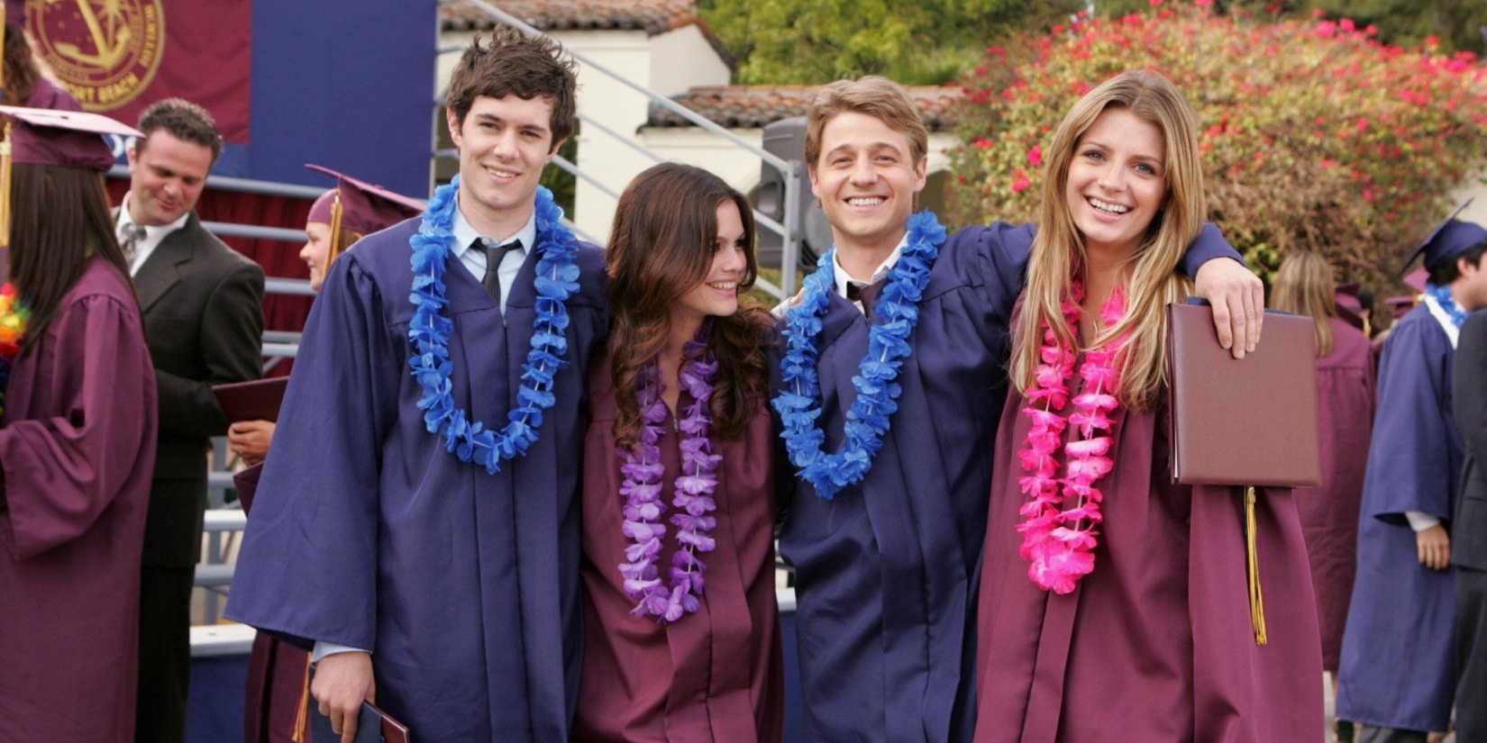 Seth (Adam Brody), Summer (Rachel Bilson), Ryan (Ben McKenzie) and Marissa (Mischa Barton) graduate on 'The O.C.'