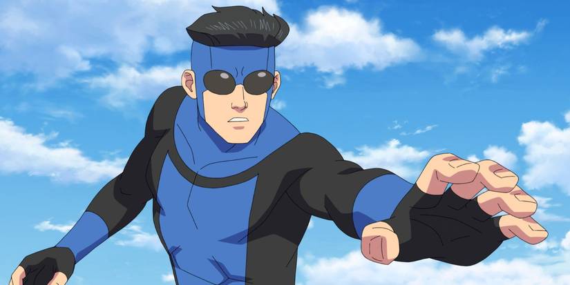 Mark Grayson (Steven Yeun) in his blue and black super-suit in Invincible Season 3