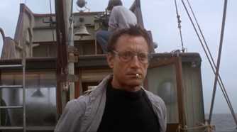 Martin Brody (Roy Scheider) on a boat in 'Jaws'