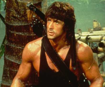 Sylvester Stallone ready for action as Rambo in Rambo: First Blood Part II