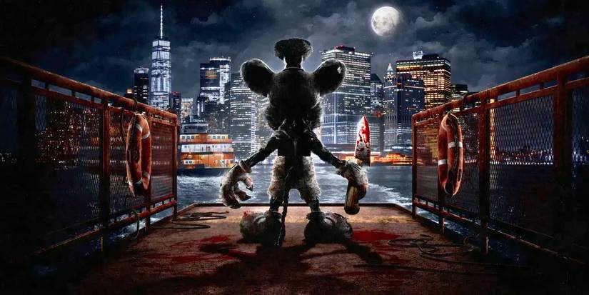 Promotional poster of Screamboat featuring a killer Mickey Mouse