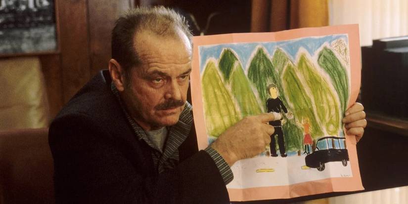 Jack Nicholson showing a child's drawing in 'The Pledge'