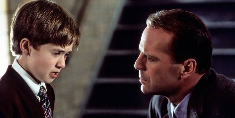 Haley Joel Osment hablando con Bruce Willis en el sexto sentido.