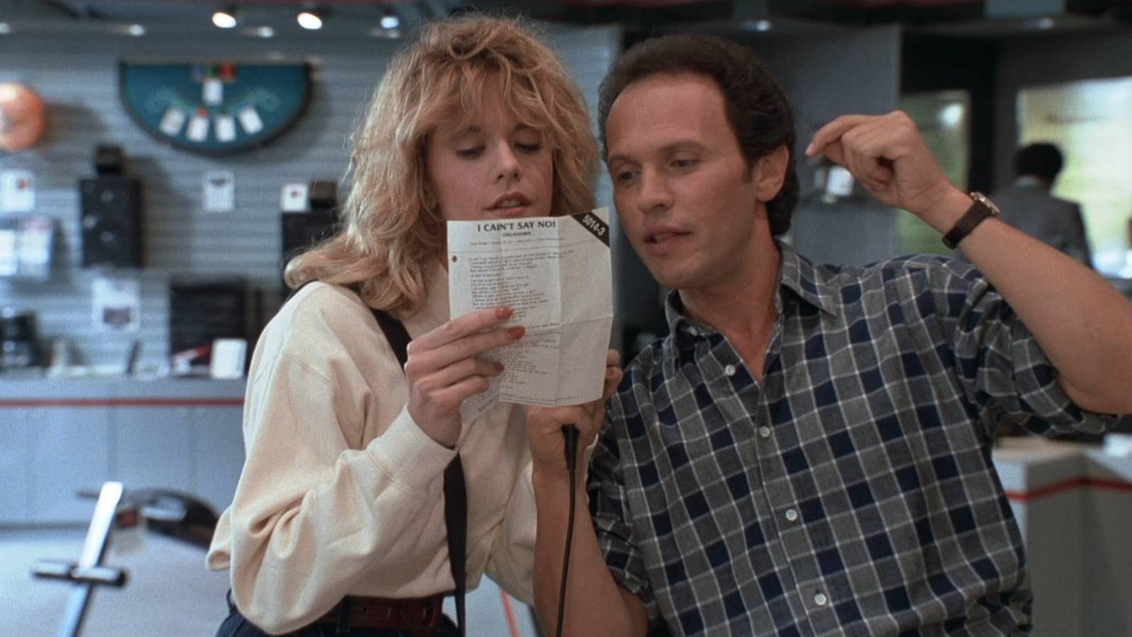 Sally, played by Meg Ryan, and Harry, played by Billy Crystal, sing together in 'When Harry Met Sally...'.