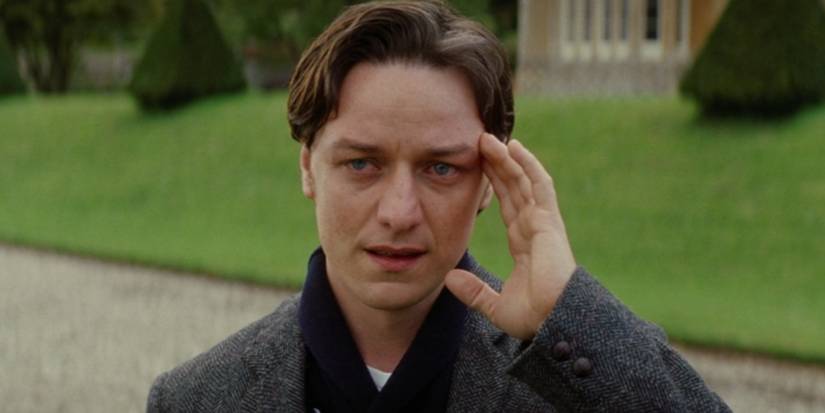 Charles Xavier, played by James McAvoy, holds his hand to his head to use his powers in 'X-Men: First Class'.