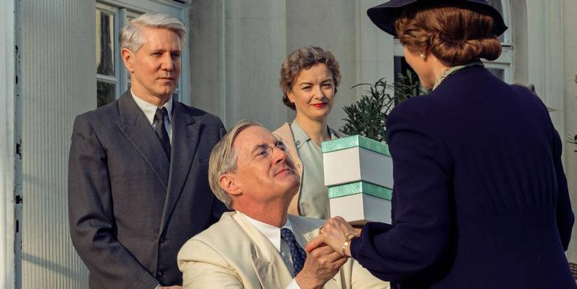 a grandfather receives presents at a party in 'atlantic crossing'