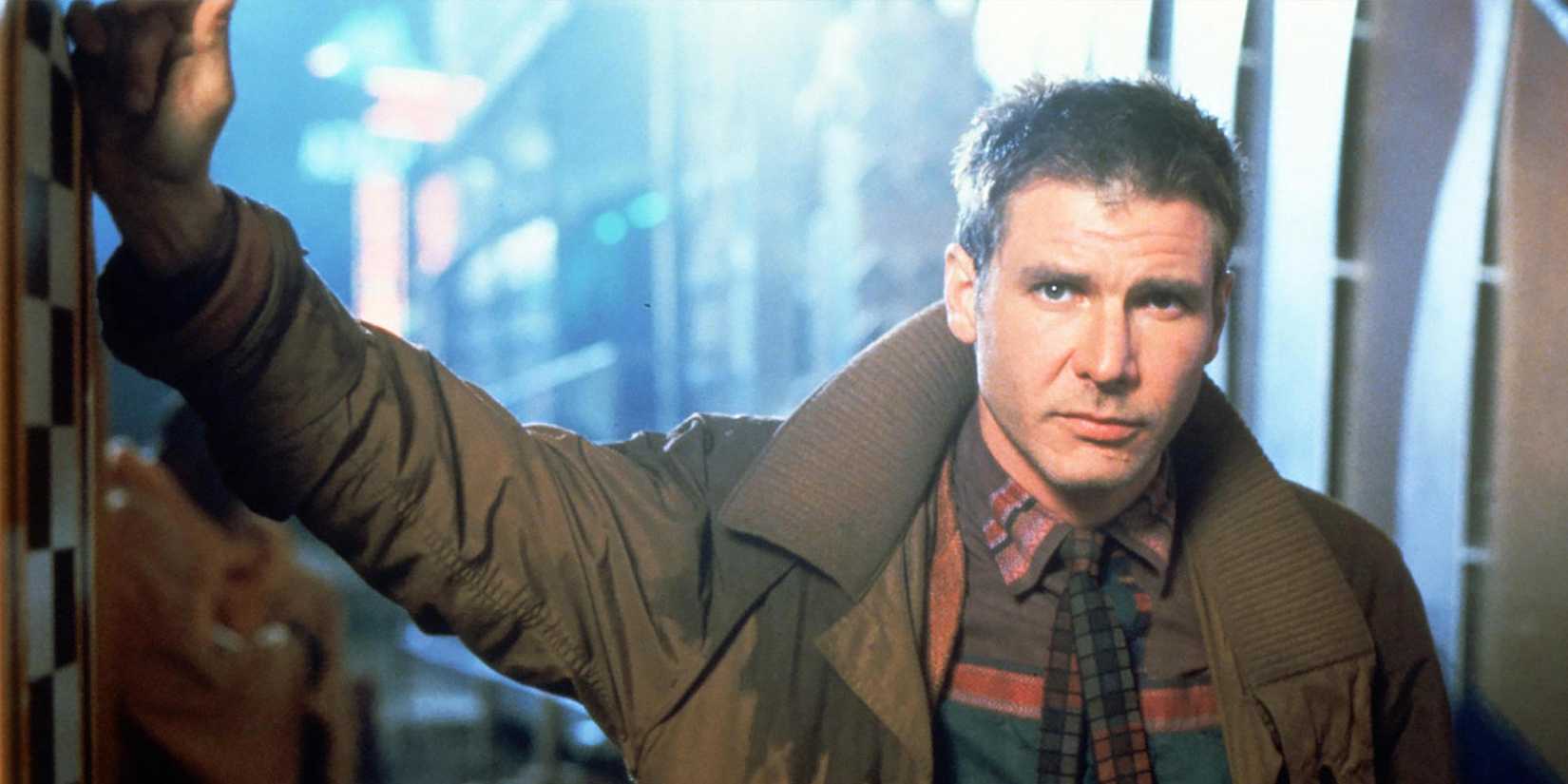 Rick Deckard looking at the camera in Blade Runner 