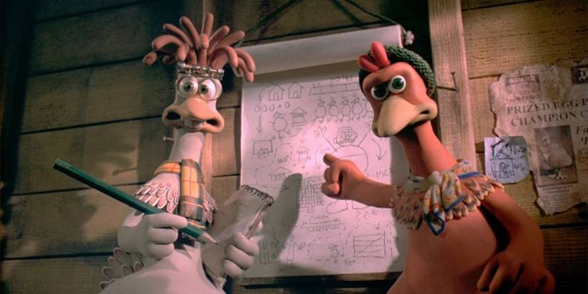 Ginger pointing to a plan next to Mack in 'Chicken Run' (2000)