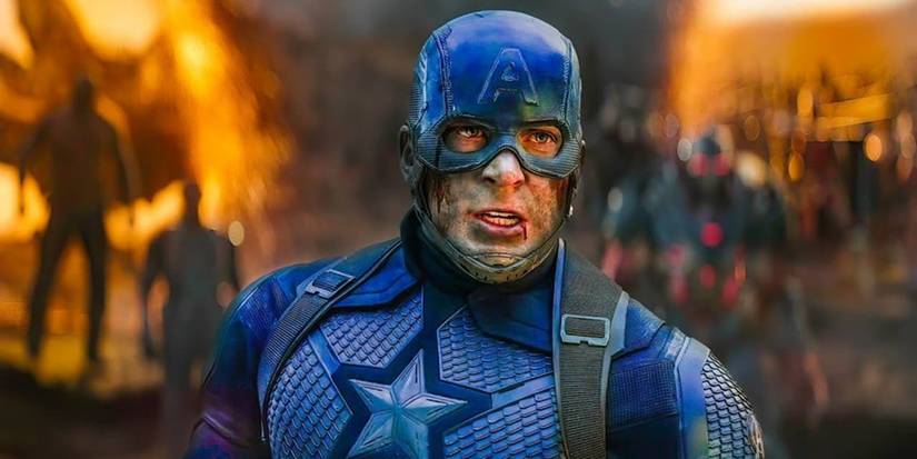 Chris Evans as Captain America after a battle in Avengers Endgame