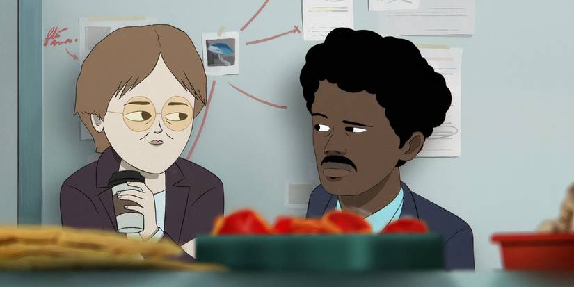 Agents Harrington (Martha Kelly) and Copano (Joseph Lee Anderson) give each other a look while in a science lab in 'Common Side Effects' on Max.