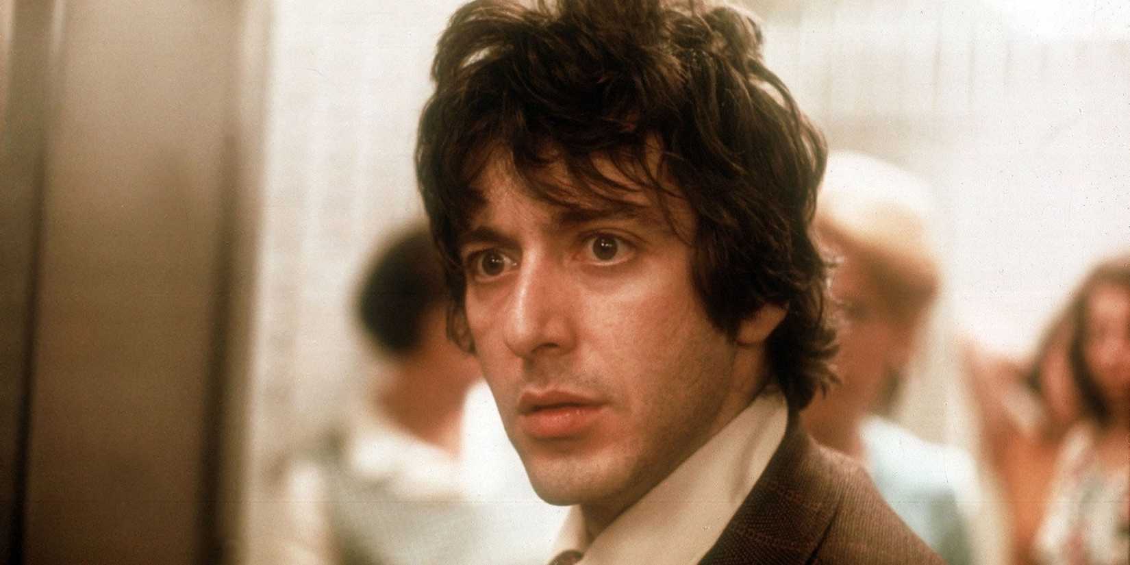 Al Pacino staring intently off-camera in Dog Day Afternoon.