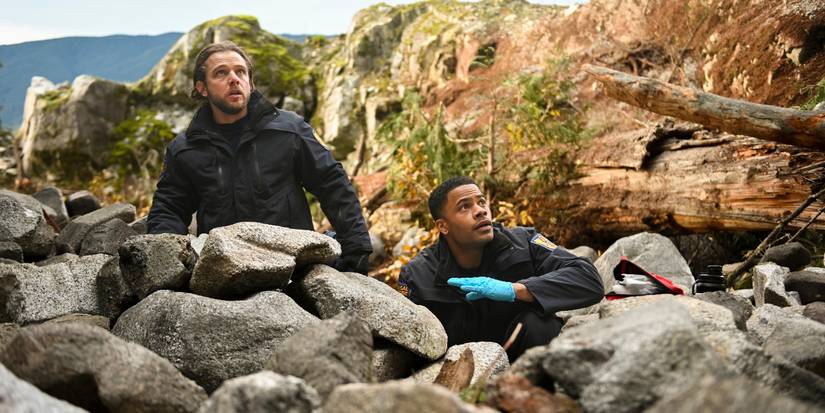 Max Thieriot and Jordan Calloway dealing with a rockslide