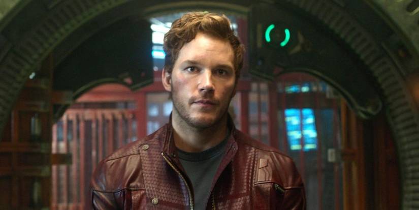 Chris Pratt as Peter Quill aka Star Lord looking ahead in Guardians of the Galaxy (2014).