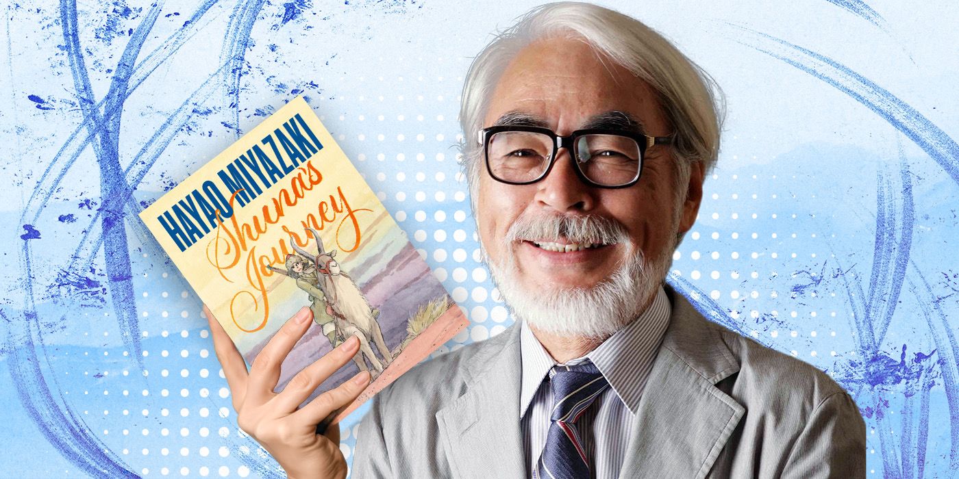 Hayao Miyazaki holding Shuna’s Journey