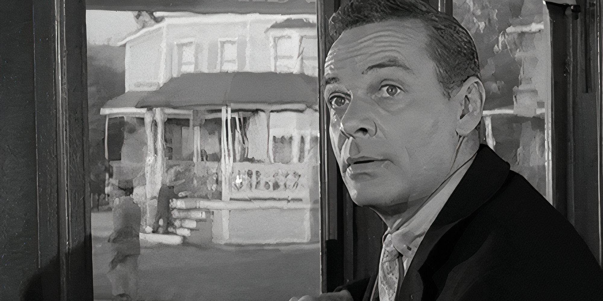 James Daly sitting next to a train window in The Twilight Zone episode A Stop at Willoughby