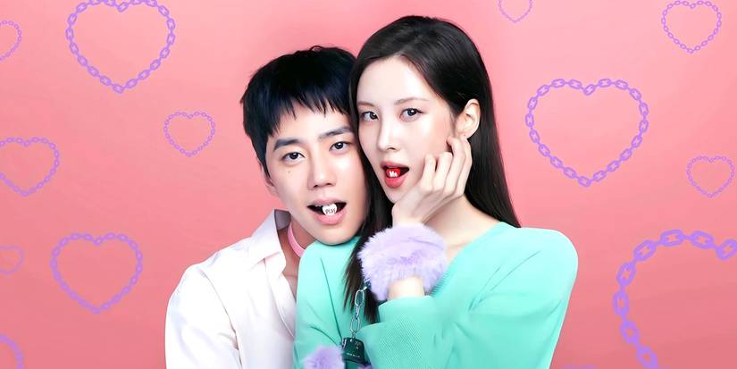 Seohyun as Jung Ji-woo and Lee Jun-young as Jung Ji-hoo on a cropped poster for Love and Leashes