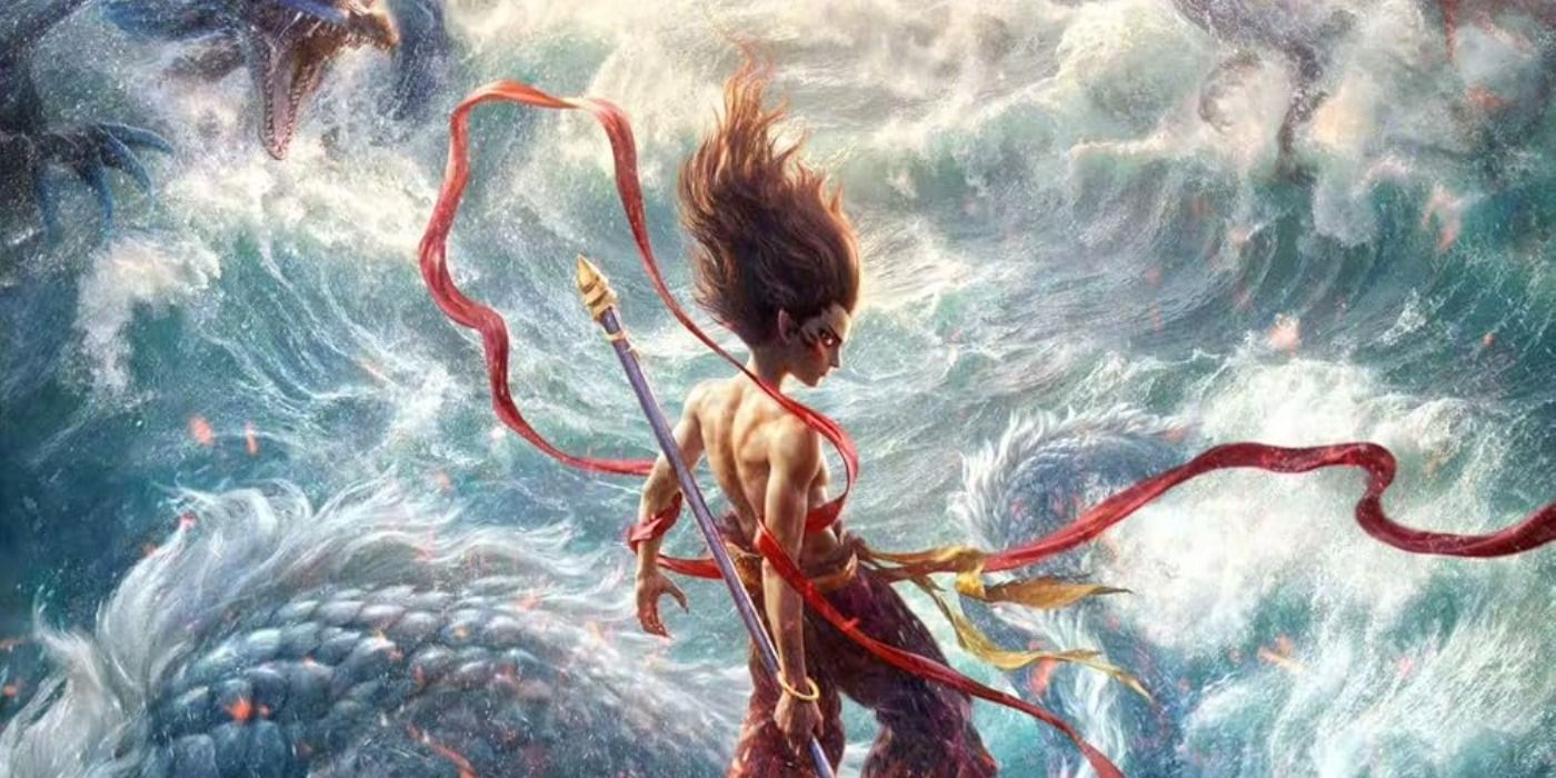 A pensive hero on the poster for 'Ne Zha 2'