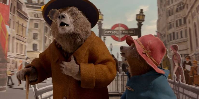 Aunt Lucy (Imelda Staunton) arrives in London with Paddington (Ben Whishaw) in 'Paddington 2'