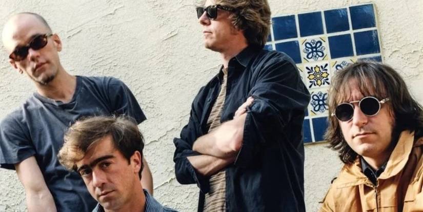 Michael Stipe, Mike Mills, Peter Buck and Bill Berry from REM in 1994