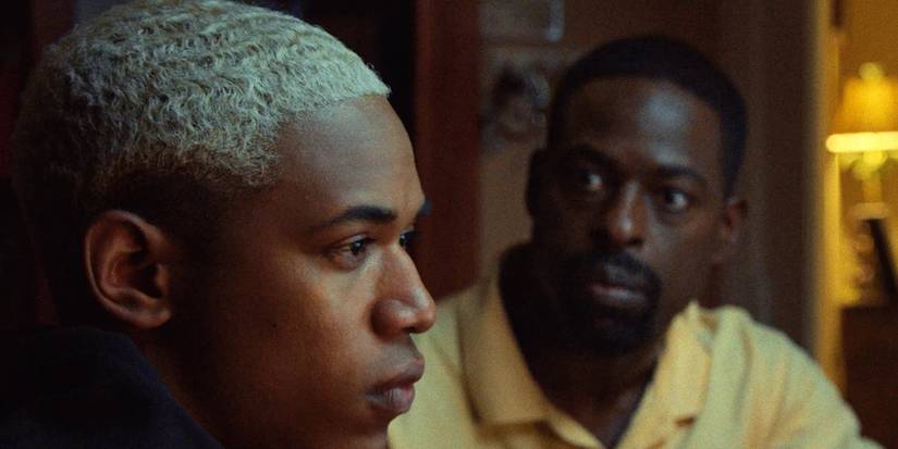 Ronald (Sterling K. Brown) staring at Tyler (Kelvin Harrison Jr.) in 'Waves'