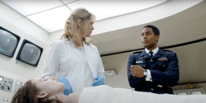 Executive Officer Aaron Gault (Brandon P. Bell) investigates the first murder on a spaceship in the Syfy Channel miniseries Ascension.