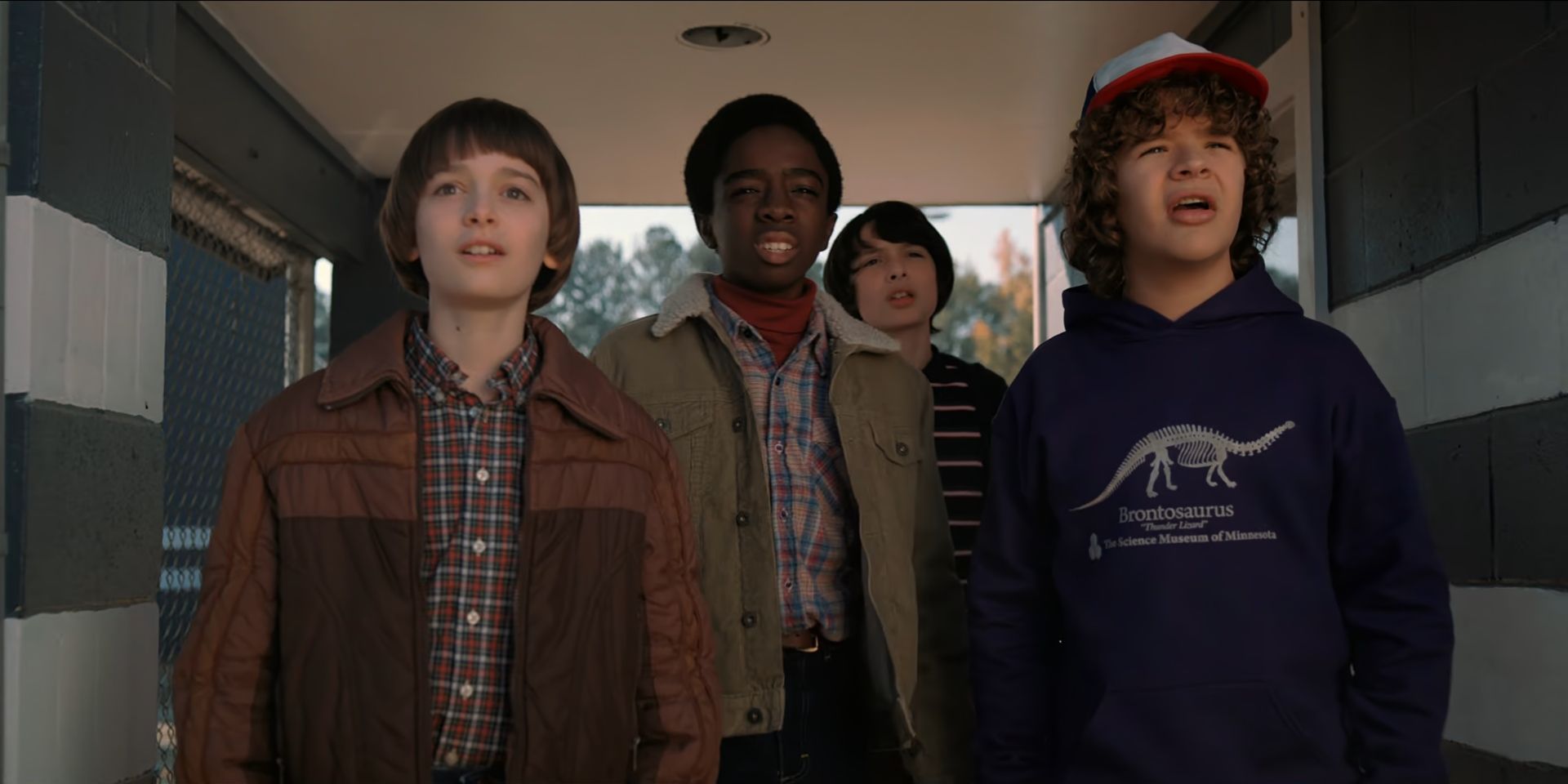Will Byers, Lucas Sinclair, Mike Wheeler and Dustin Henderson look ahead in season 2 of 'Stranger Things'.