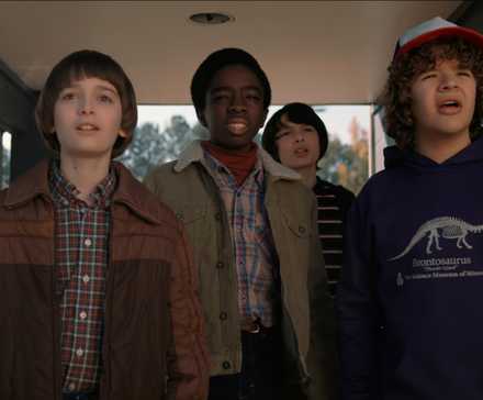 Will Byers, Lucas Sinclair, Mike Wheeler and Dustin Henderson look ahead in season 2 of 'Stranger Things'.