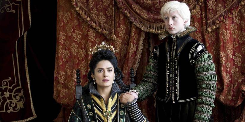 Salma Hayek and Christian Lees as Queen of Longtrellis and Prince Elias in Tale of Tales.