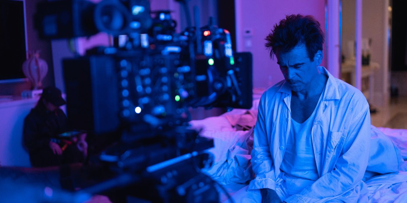 Colin Farrell on the set of The Ballad of a Small Player.