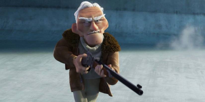 Charles Muntz holding a gun in Up