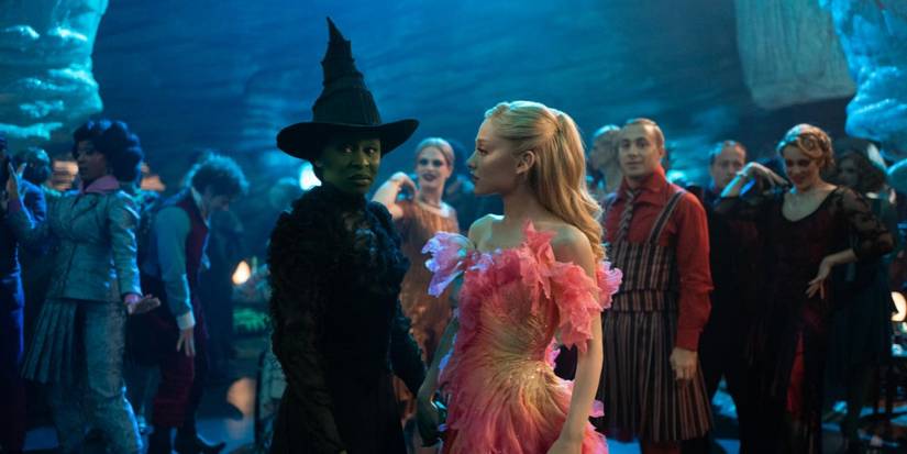 Elphaba (Cynthia Erivo) and Glinda (Ariana Grande) at the Ozdust Ballroom in 'Wicked'.