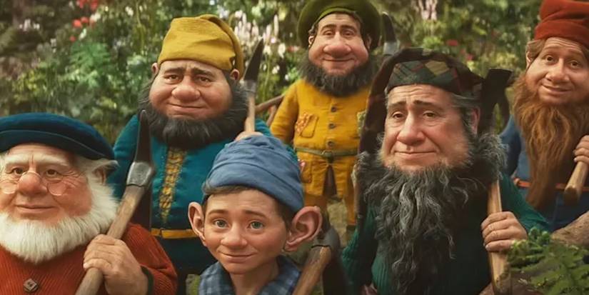 The seven dwarfs, as seen in Disney's Snow White remake.