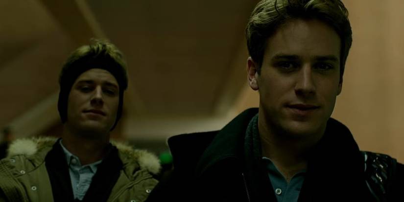 Armie Hammer as the Winklevoss twins in "The Social Network".