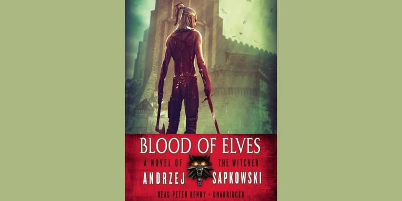 The front cover of the book 'Blood of Elves' by Andrzej Sapkowski.