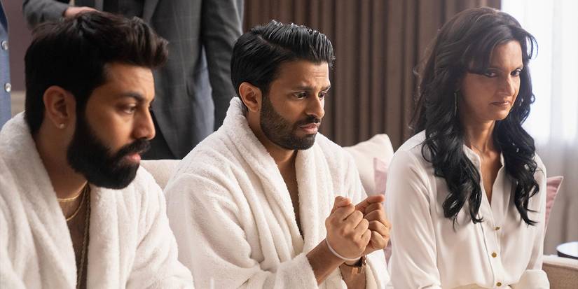 Asif Ali, Saagar Shaikh, and Poorna Jagannathan in 'Deli Boys.'