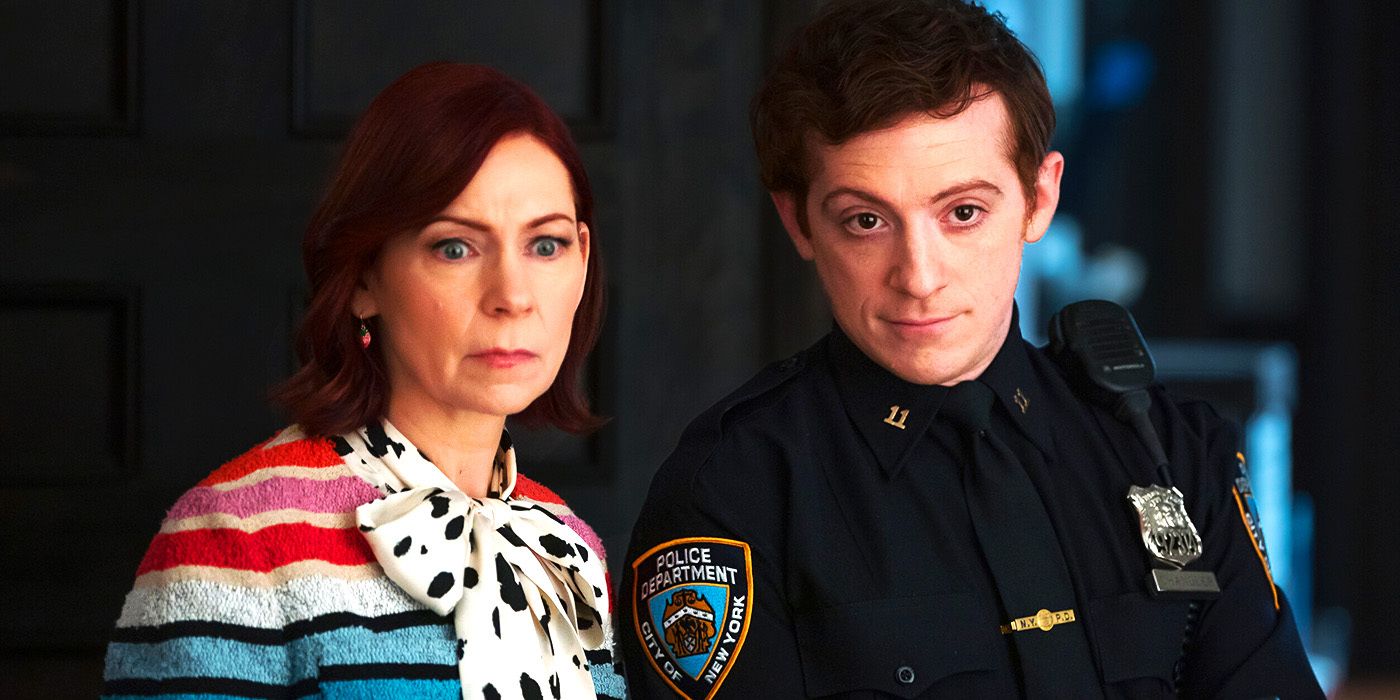 Carrie Preston and Ethan Slater stand side by side and look off screen in &lsquo;Elsbeth&rsquo;