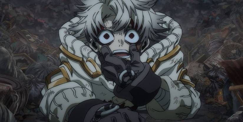 Gachiakuta anime image shows protagonist Rudo looking scared at something off-screen.