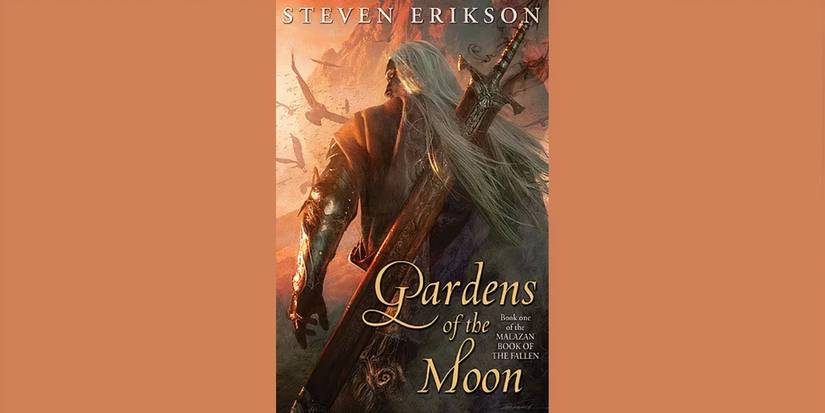 The front cover of the novel Gardens of the Moon by Steven Erikson.