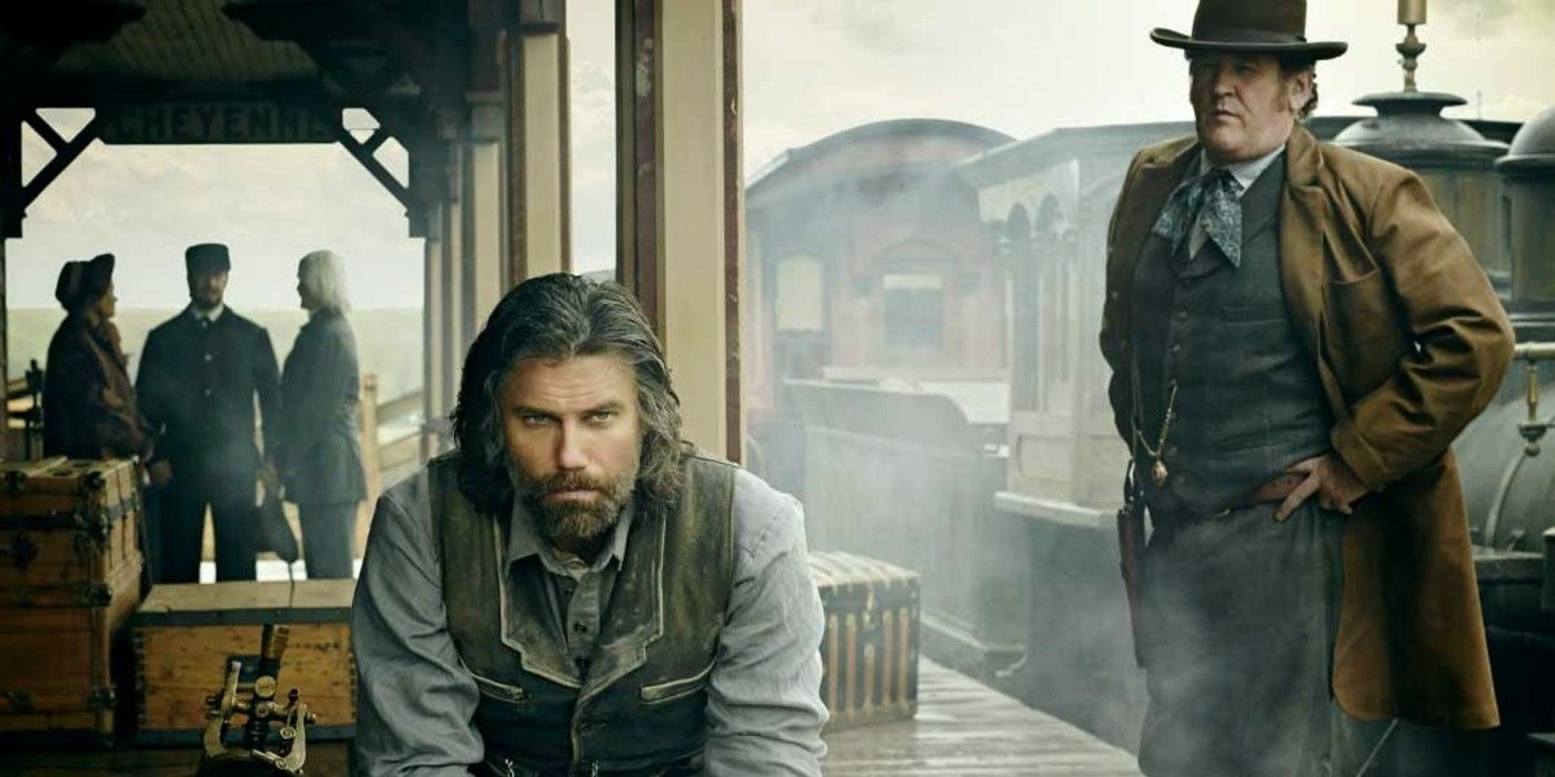 Thomas Durant (Colm Meaney) confronts Cullen Bohannon (Anson Mount) in &lsquo;Hell on Wheels.'