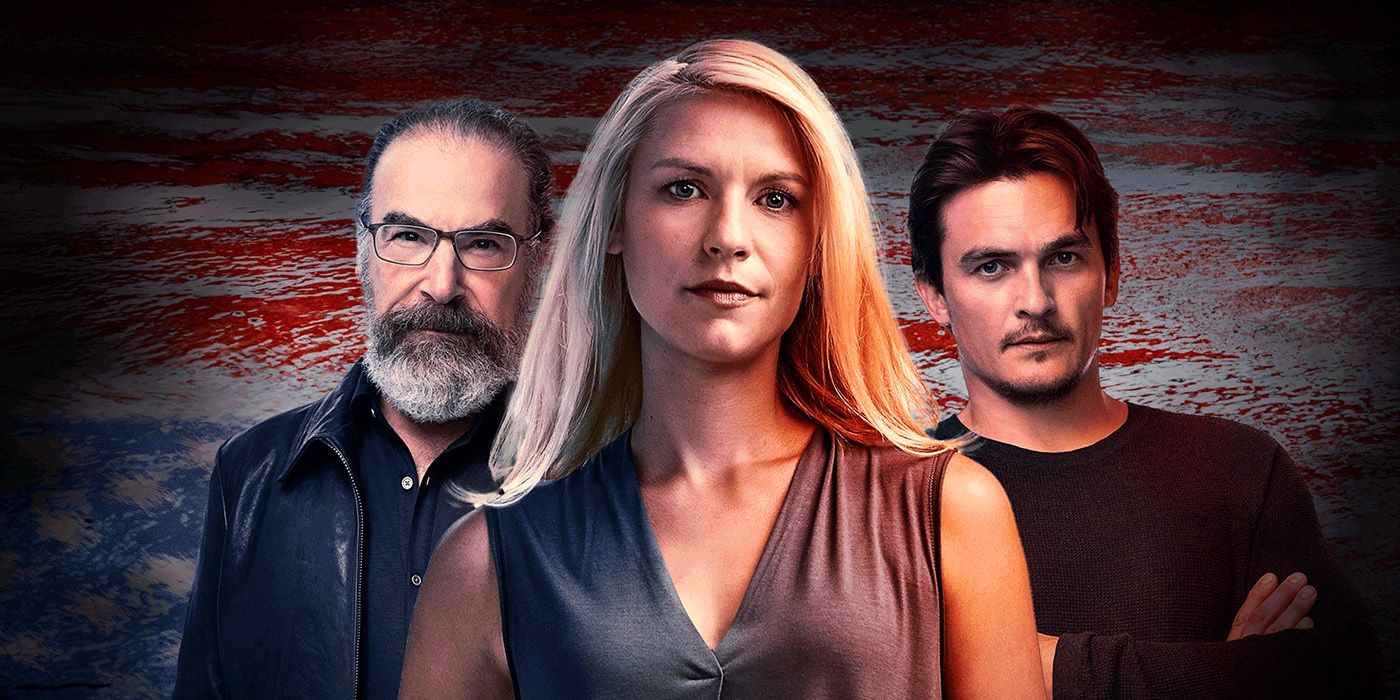 Claire Danes, Mandy Patinkin and Rupert Friend look into the camera in a photo for Homeland