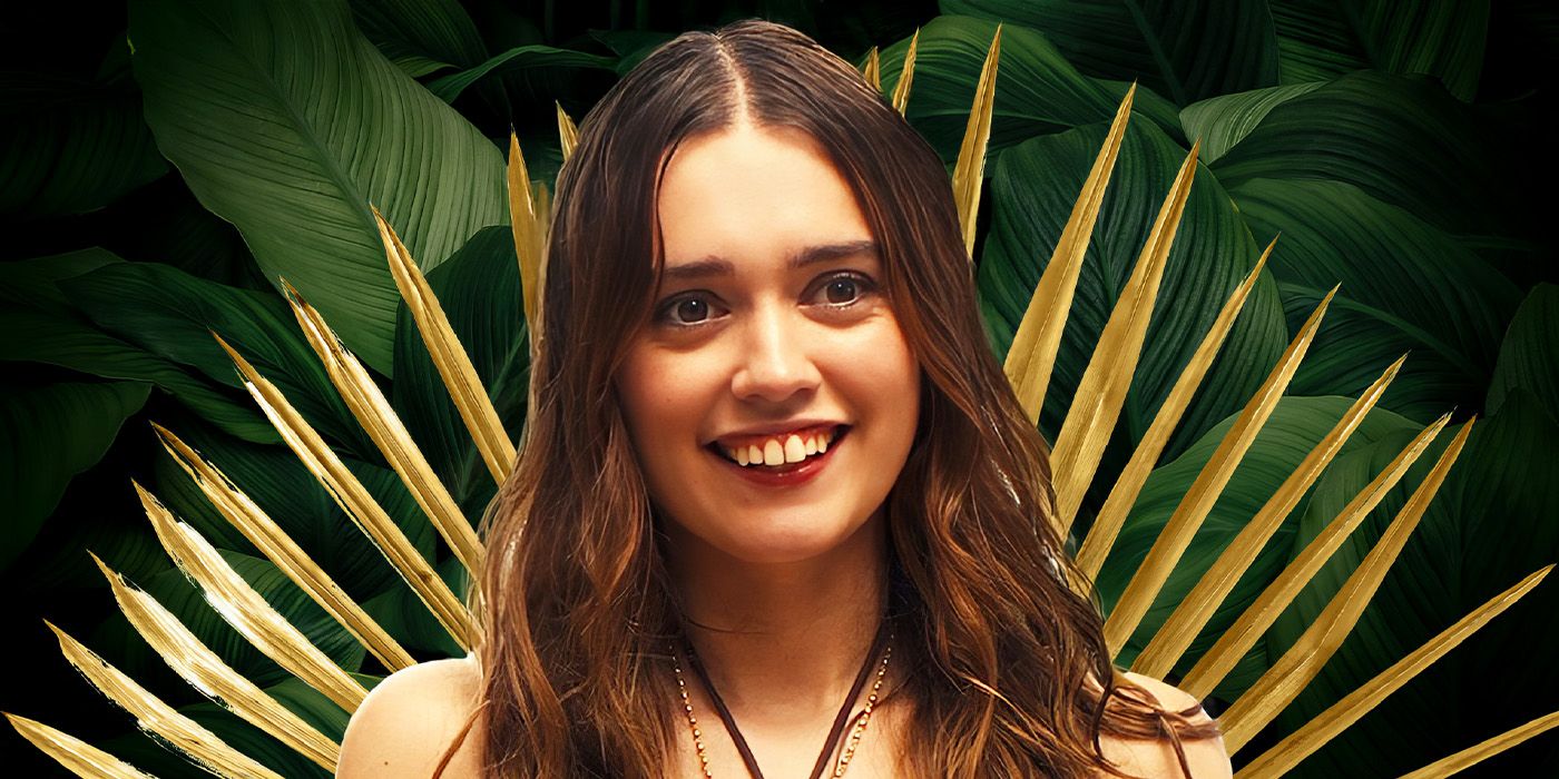 Aimee Lou Wood smiling as Chelsea from The White Lotus