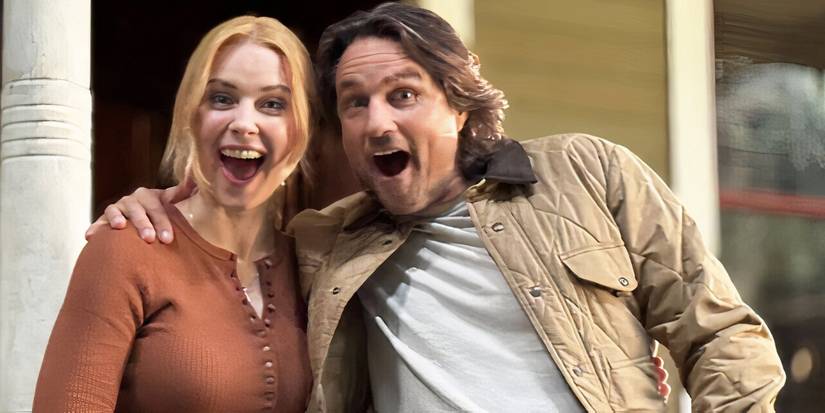 Alexandra Breckenbridge and Martin Henderson have comical expressions on the set of Virgin River Season 7.