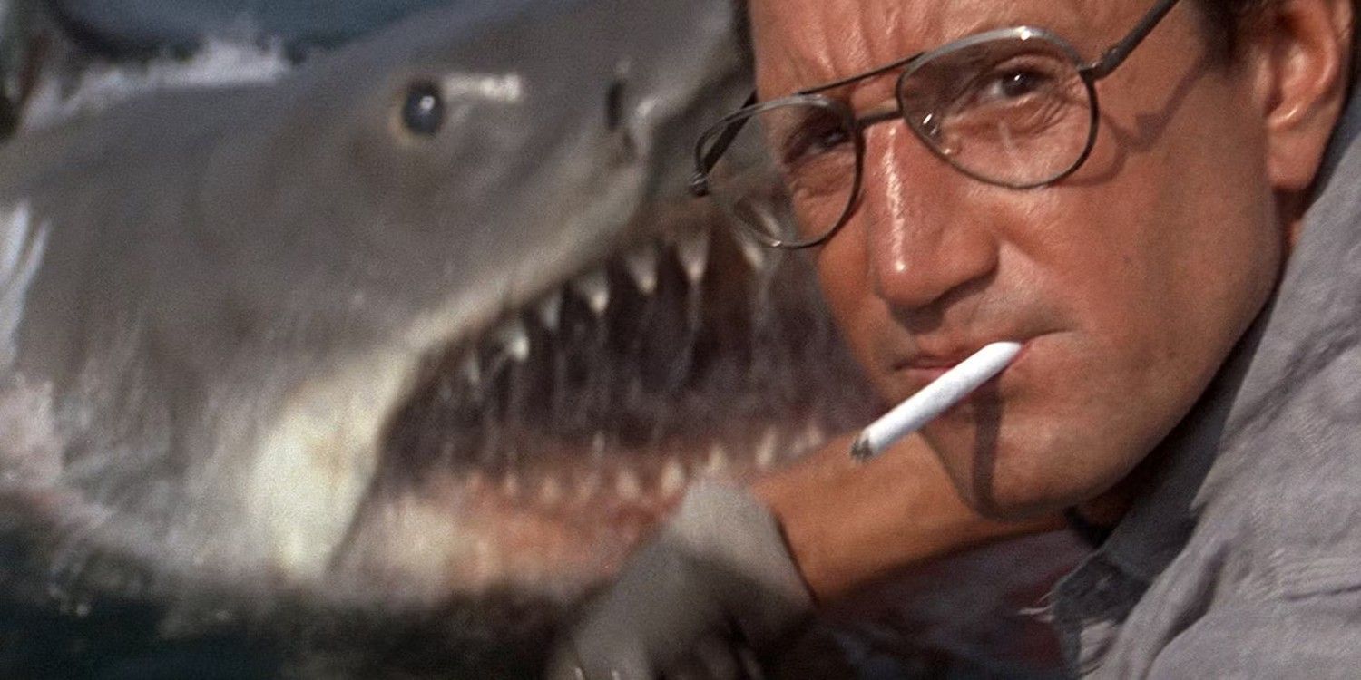 The shark appears as Chief Martin Brody (Roy Scheider) throws chum into the water in &lsquo;Jaws&rsquo;