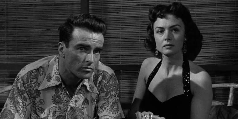 Montgomery Clift and Donna Reed looking intently in From Here to Eternity