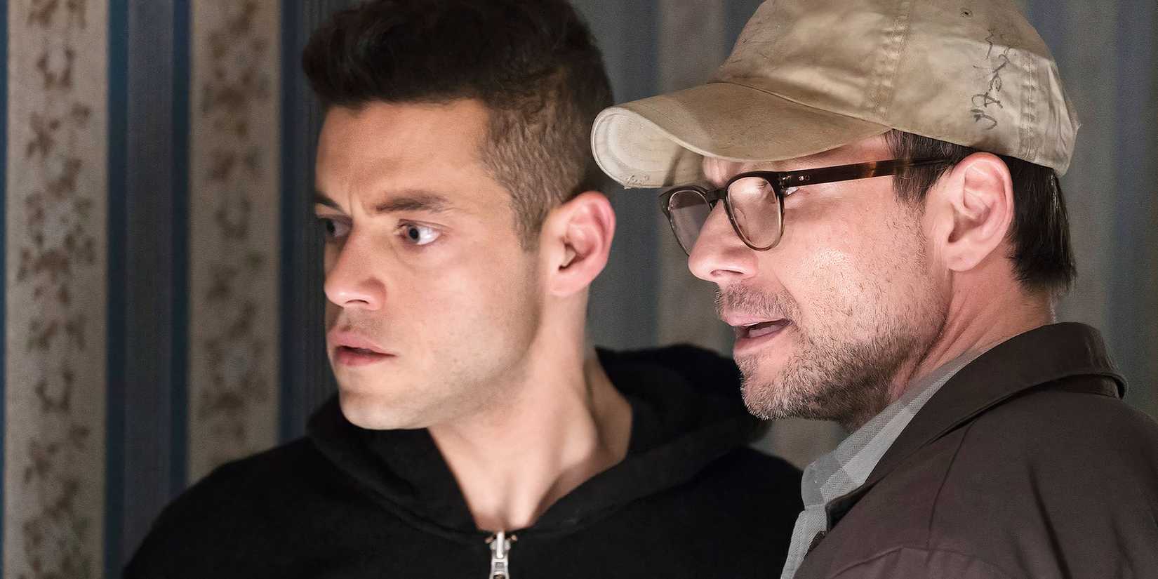  Mr. Robot and Elliot Alderson staring off to the side in the show Mr. Robot.