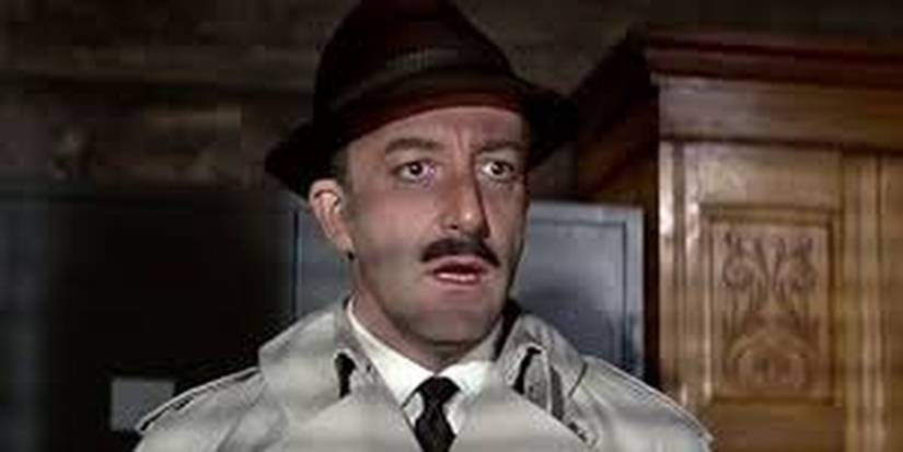 Peter Sellers as Inspector Jacques Clouseau looking surprised in 'A Shot in the Dark' (1964)