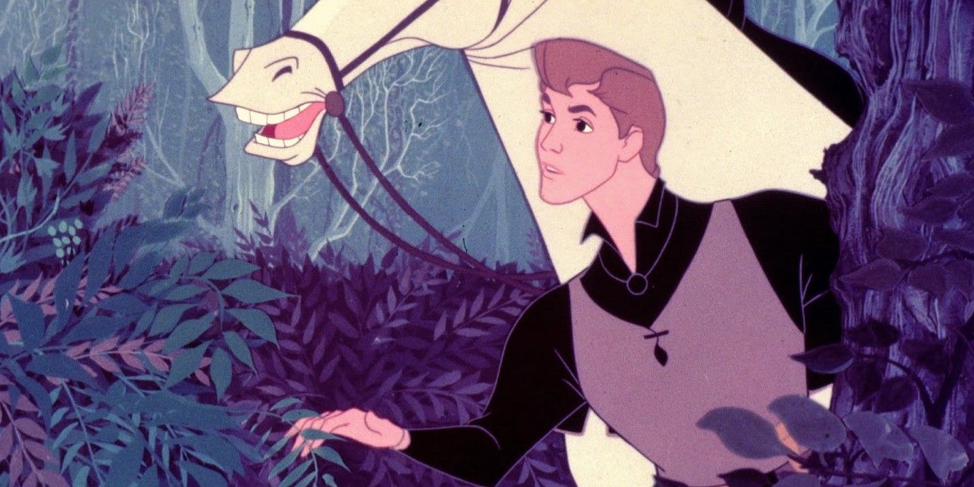 Prince Phillip and his horse Samson in the woods in &lsquo;Sleeping Beauty&rsquo;, where they encounter Princess Aurora.