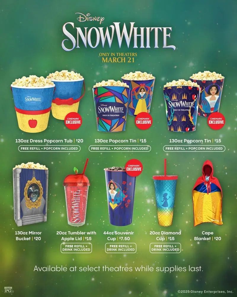 Pick Your Poison With Stunning New 'Snow White' Popcorn Buckets