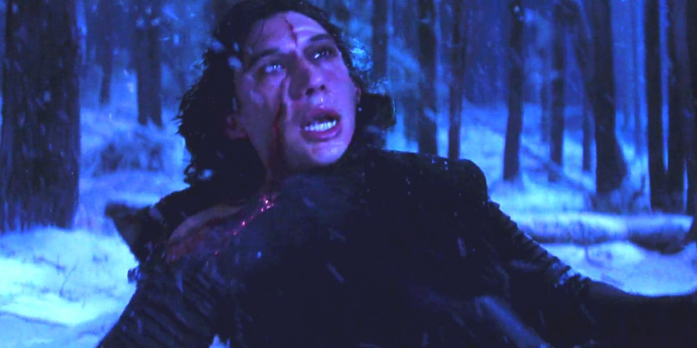Kylo Ren (Adam Driver) with a scar on his face in 'Star Wars: The Force Awakens'