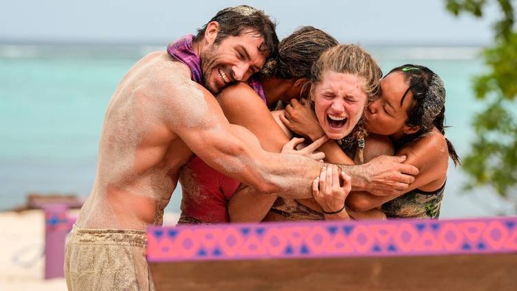 Eva is hugged post challenge on 'Survivor 48.'